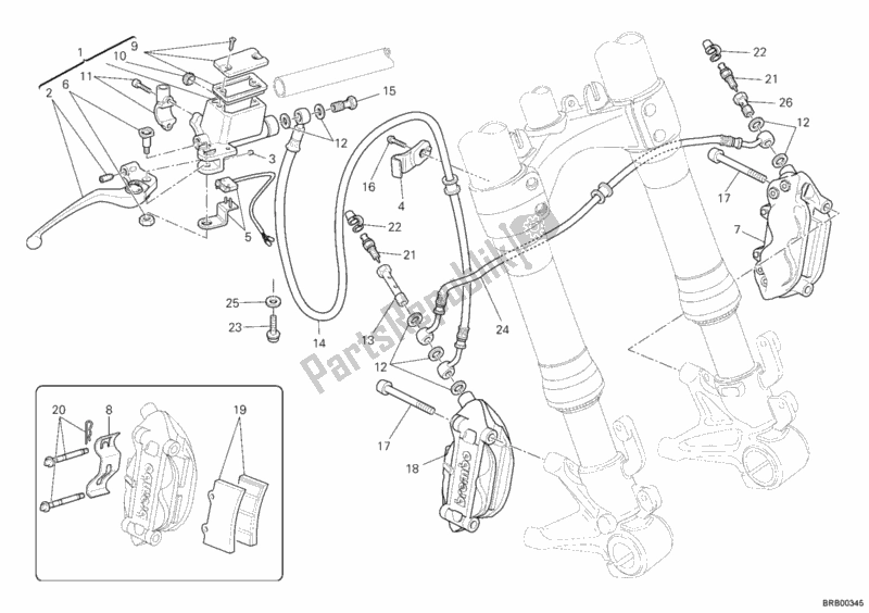 All parts for the Front Brake System of the Ducati Monster 659 Australia 2012